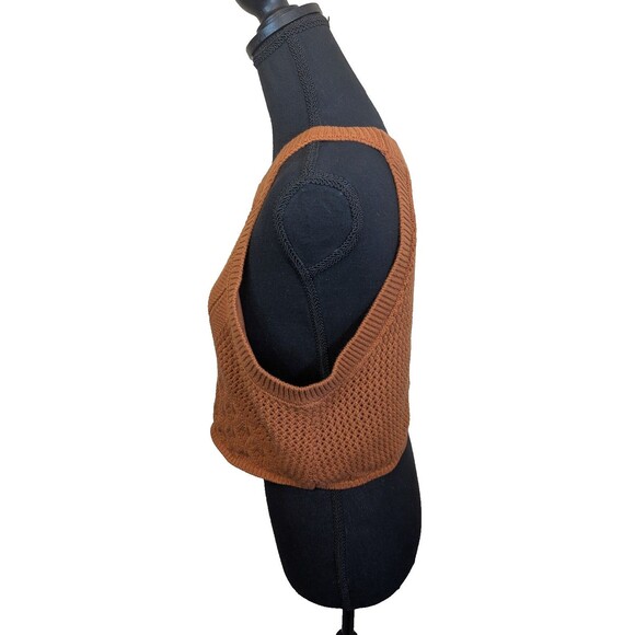 House Of Harlow 1960 Crop Top Brown Crochet Knit Boho Beachy Large NWOT - Picture 4 of 10